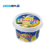 Contenedor de helado de plástico PP impreso de 500 ml con tapa